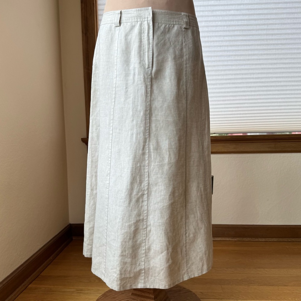 Liz Claiborne 100% Linen Cream Women's maxi Skirt size 12